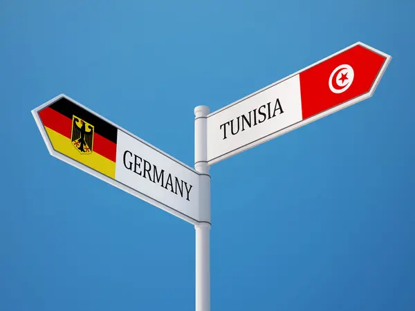 Túnez Alemania Firma el concepto de banderas —  Fotos de Stock