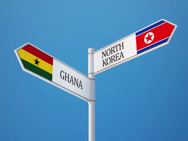 Kuzey Kore Gana işaret bayrakları kavramı — Stok fotoğraf