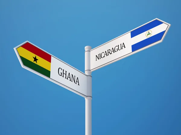 Nikaragua Ghana znak flagi koncepcja — Zdjęcie stockowe