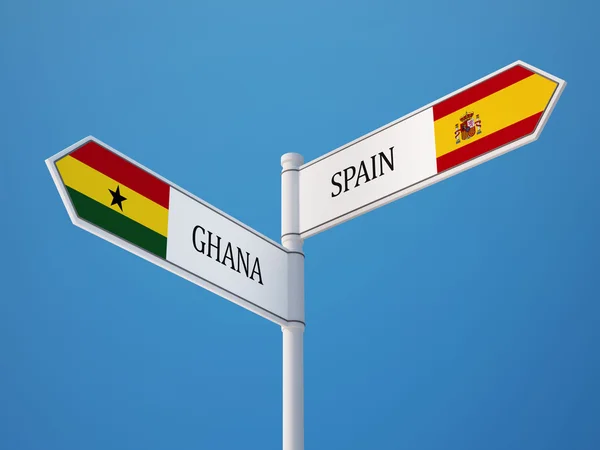 Spagna Ghana segno bandiere concetto — Foto Stock