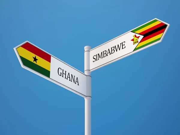 Zimbabwe Ghana znak flagi koncepcja — Zdjęcie stockowe