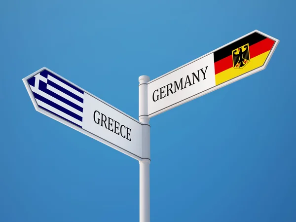 Greece Germany  Sign Flags Concept — Stock Photo, Image