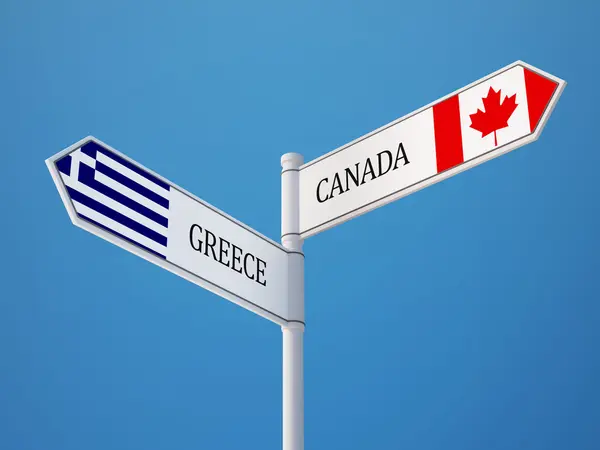 Canada Greece  Sign Flags Concept — Stock Photo, Image