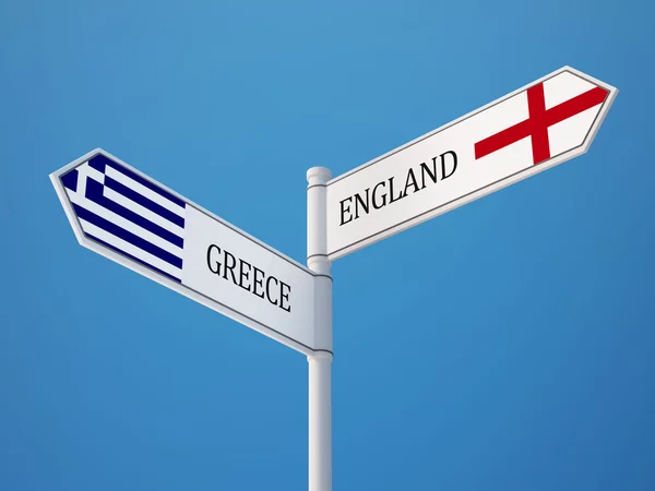 England Greece  Sign Flags Concept — Stock Photo, Image