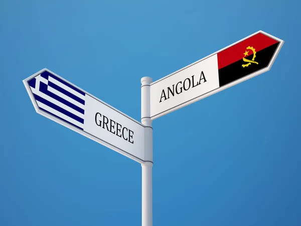 Angola Greece  Sign Flags Concept — Stock Photo, Image