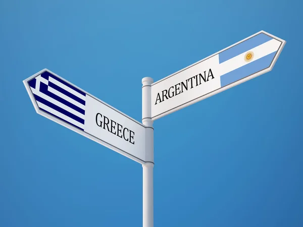 Argentina Grecia Firma Bandiere Concetto — Foto Stock