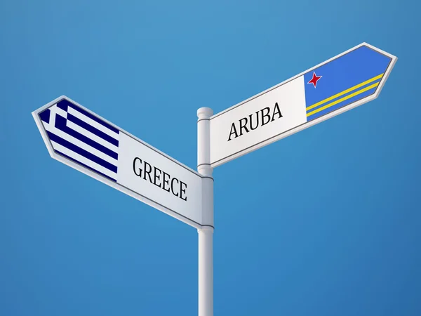 Aruba griechenland sign flags concept — Stockfoto