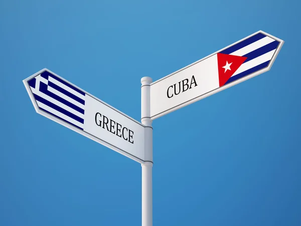 Cuba Greece  Sign Flags Concept — Stock Photo, Image