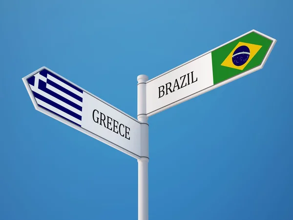 Brasil Grecia Firma el concepto de banderas —  Fotos de Stock