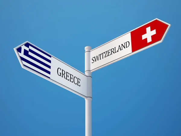 Switzerland Greece  Sign Flags Concept — Stock Photo, Image