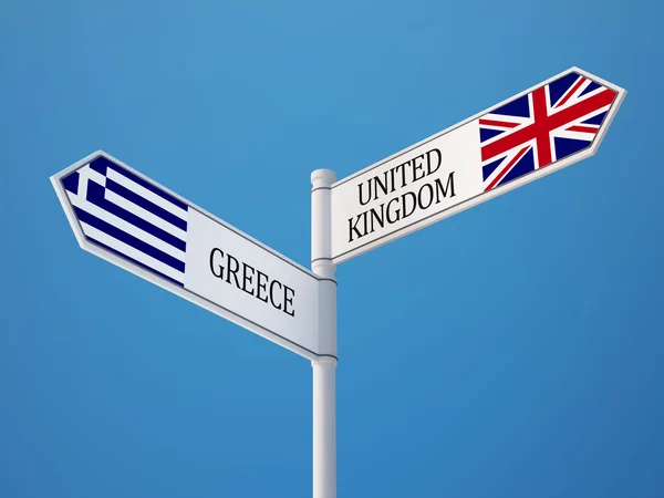 United Kingdom Greece  Sign Flags Concept — Stock Photo, Image