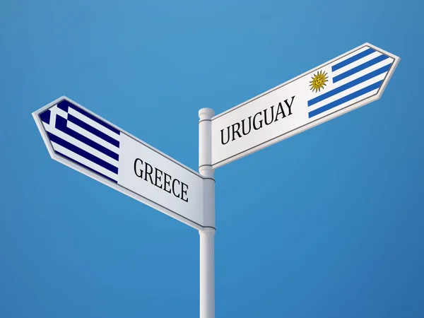 Uruguay griechenland sign flags concept — Stockfoto