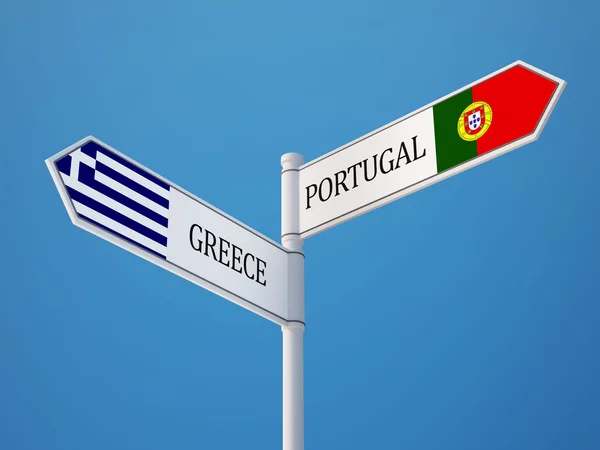 Portugal Griechenland Schild Flaggen-Konzept — Stockfoto