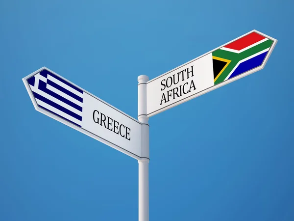 Zuid-Afrika Griekenland teken vlaggen Concept — Stockfoto