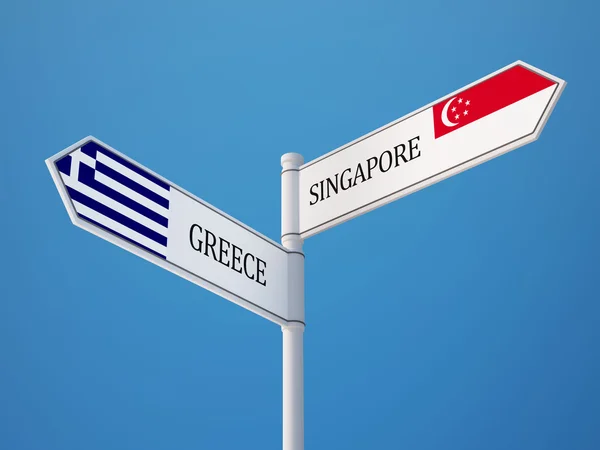 Singapore Greece  Sign Flags Concept — Stock Photo, Image