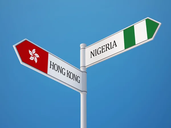 Nijerya Hong Kong Sign kavramı bayraklar — Stok fotoğraf