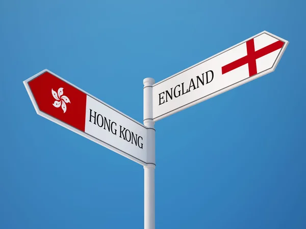 Inglaterra Hong Kong Sign Flags Concept — Foto de Stock