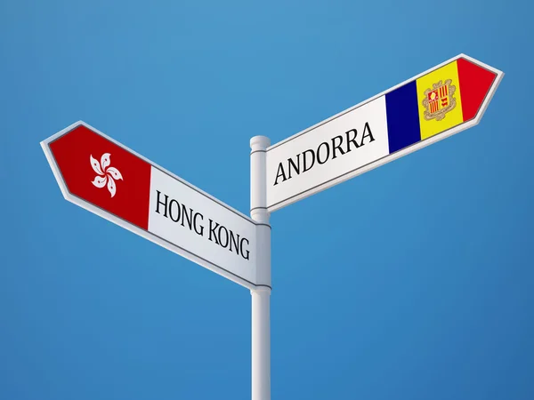 Andorra Hong Kong Sign flaggor koncept — Stockfoto