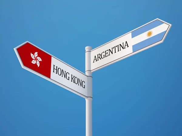 Argentina Hong Kong  Sign Flags Concept — Stock Photo, Image