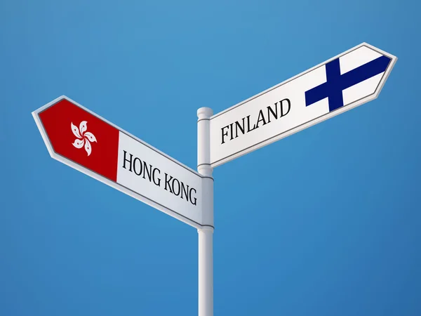 Finland Hong Kong znak flagi koncepcja — Zdjęcie stockowe