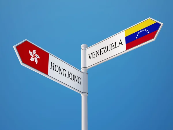 Venezuela Hong Kong Sign kavramı bayraklar — Stok fotoğraf