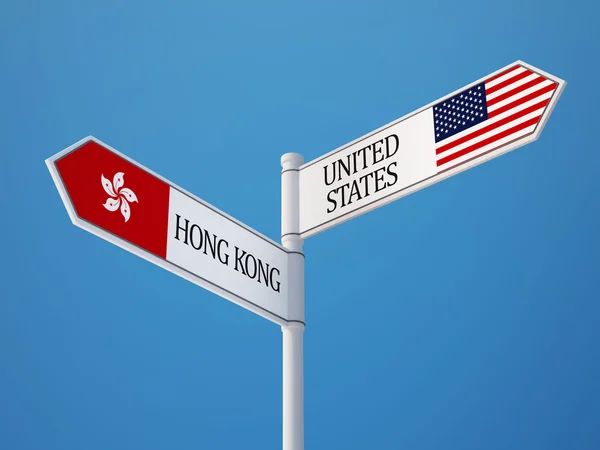 États-Unis Hong Kong Sign Flags Concept — Photo