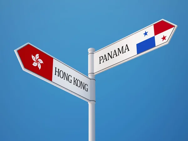 Panamá Hong Kong Sign Flags Concept —  Fotos de Stock