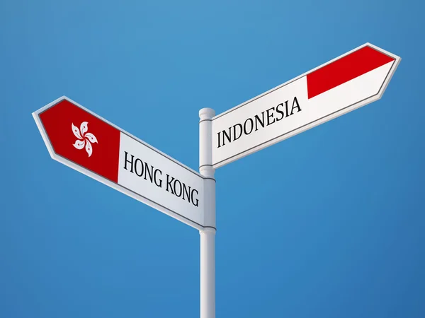 Indonesien Hong Kong Sign flaggor koncept — Stockfoto