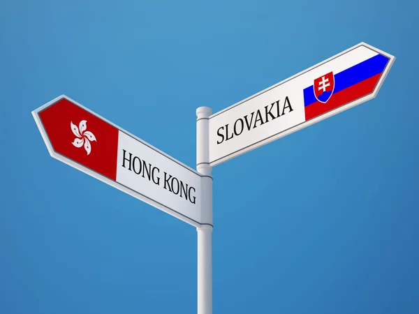 Eslovaquia Hong Kong Sign Flags Concept —  Fotos de Stock