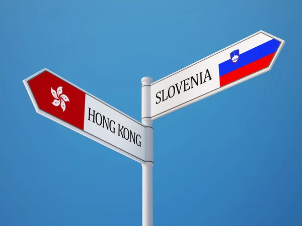 Slovenia Hong Kong  Sign Flags Concept — Stock Photo, Image