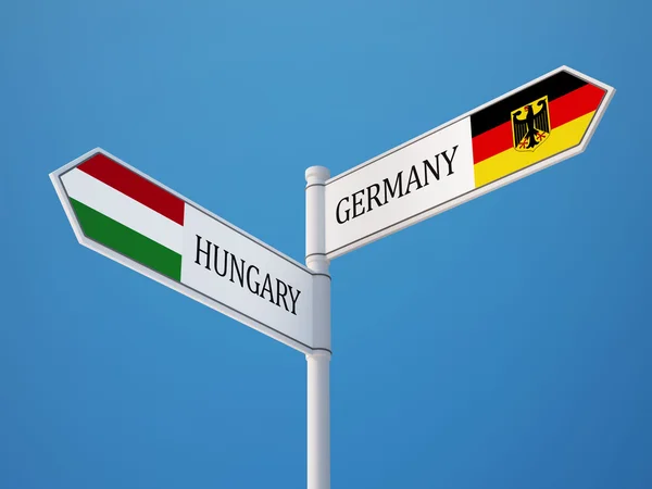 Ungern Tyskland tecken flaggor koncept — Stockfoto