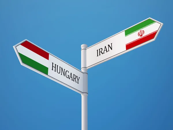 Iran Hongrie Signer Drapeaux Concept — Photo