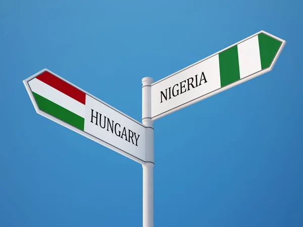Nigeria Ungern underteckna flaggor koncept — Stockfoto