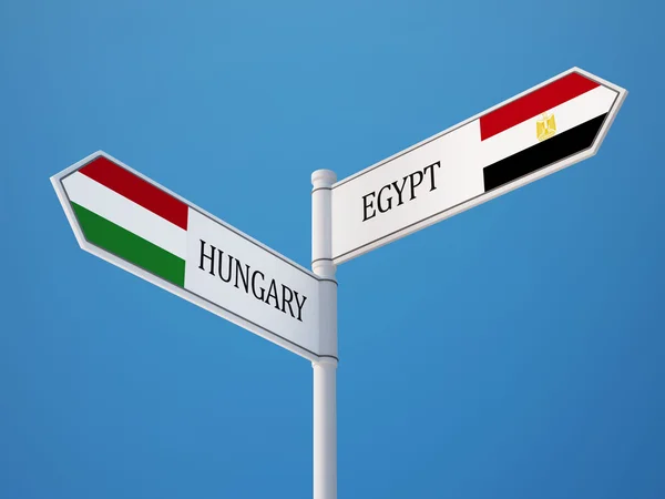 Egipt Ungaria Semnează Conceptul Steaguri — Fotografie, imagine de stoc