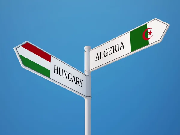 Algieria Węgry znak flagi koncepcja — Zdjęcie stockowe