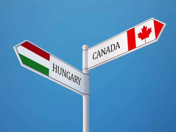 Kanada Maďarsko znamení příznaky koncept — Stock fotografie