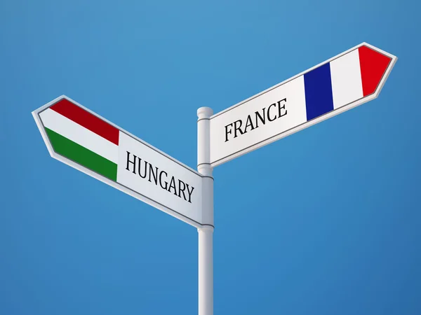 फ्रान्स हंगेरी साइन ध्वज संकल्पना — स्टॉक फोटो, इमेज