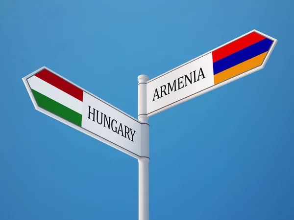 Armenië Hongarije teken vlaggen Concept — Stockfoto
