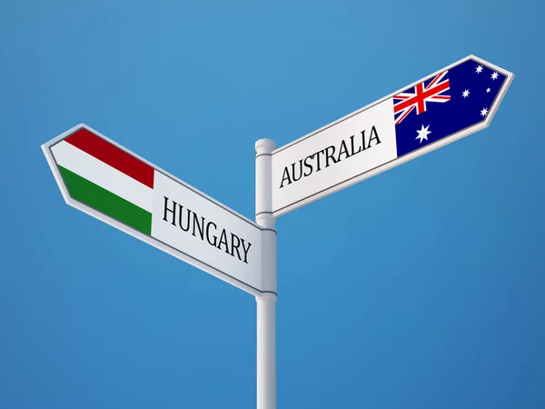 Australie Hongrie Signer Drapeaux Concept — Photo