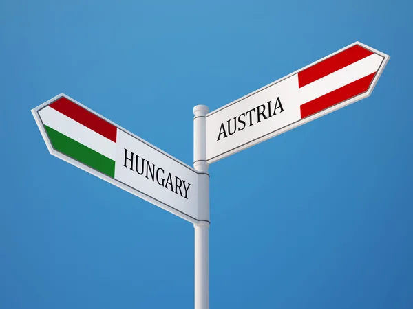 Austria Hungría Firma el concepto de banderas —  Fotos de Stock