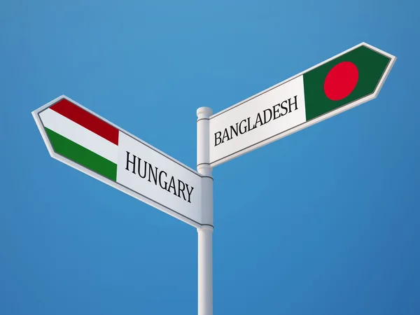 Bangladesh Hongrie Signer Drapeaux Concept — Photo