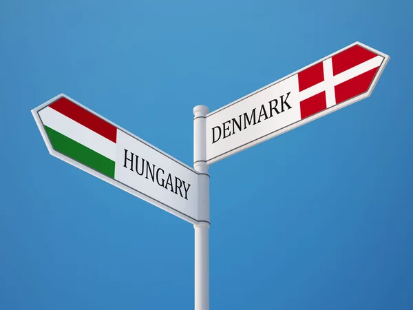 Denmark Hungary  Sign Flags Concept — Stock Photo, Image