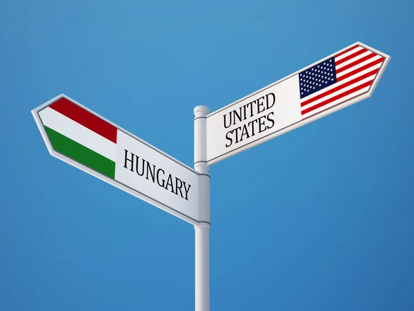 Estados Unidos Hungría Sign Flags Concept —  Fotos de Stock