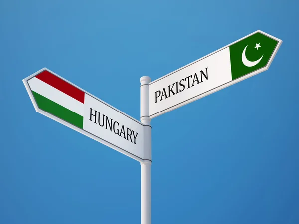 Pakistan Ungern underteckna flaggor koncept — Stockfoto