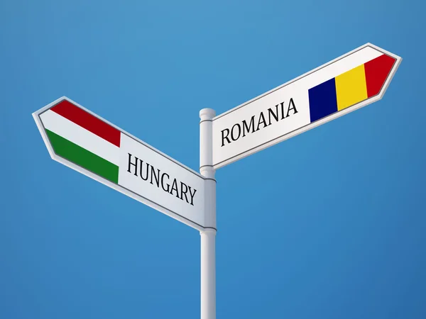 Romania Hungary  Sign Flags Concept — Stock Photo, Image