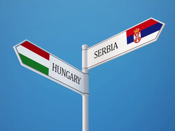 Serbia Hungary  Sign Flags Concept — Stock Photo, Image