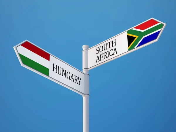 Zuid-Afrika Hongarije teken vlaggen Concept — Stockfoto