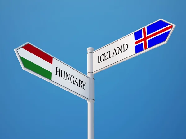 Island Ungarische Zeichen Flaggen Konzept — Stockfoto