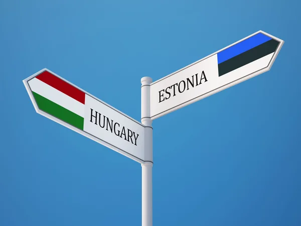 Estónia Hungria Signo Bandeiras Conceito — Fotografia de Stock