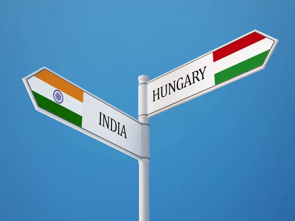 India Hungary  Sign Flags Concept — Stock Photo, Image